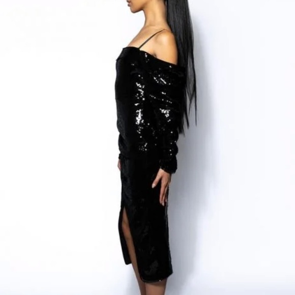 Black midi sequin dress with slit - Picture 2 of 3